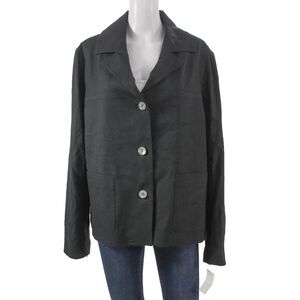 Estelle & Finn Womens Basic Linen Jacket Black Button Size 16